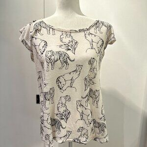Cynthia Rowley Animal Print Linen Top Size L